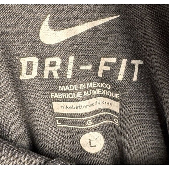NIKE Hooded Top Men's Large Dri-Fit Long Sleeved Striped Pullover Dark Gray - Picture 7 of 10